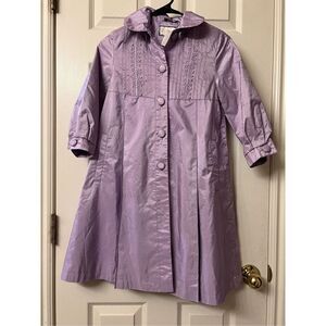 Vintage Rothschild Lilac Lavender Button Up Hooded Evening Coat Little Girls 7